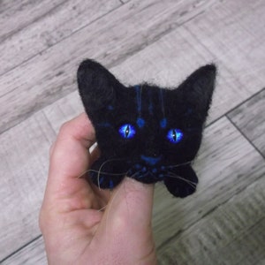 Brooch cat, needle felted cat, cat portrait, cat felted, brooch cat black, brooch cat fantasy