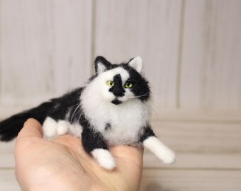 Anpassat husdjursporträtt tovad katt, personligt kattporträtt, husdjursporträtt kattminnesmärke, miniatyrkattporträtt, replika av kattunge för husdjur