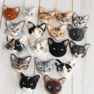 Broche de gato, retrato de mascota personalizado de gato, gato de fieltro con aguja, retrato de gato, gato de fieltro, decoración imagen 9