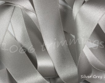 Silver Grey 18 Berisfords Double Satin Ribbon  3mm 7mm 10mm 15mm 25mm 35mm 50mm 70mm Short Lengths and Full Reels Free P&P