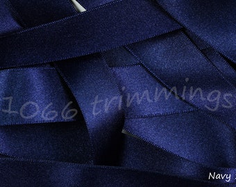 Navy Blue 13 Berisfords Double Satin Ribbon  3mm 7mm 10mm 15mm 25mm 35mm 50mm 70mm Short Lengths and Full Reels Free P&P