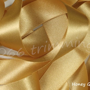 Honing goud 678 Berisfords dubbele satijn lint 3mm 7mm 10mm 15mm 25mm, 35mm, 50mm 70mm korte lengtes en volledige rollen gratis P & P
