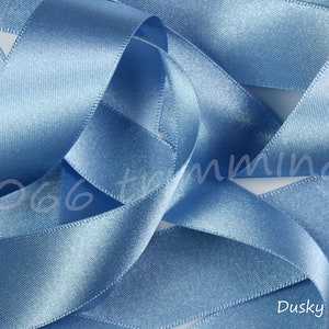 Dusky Blue 61 Berisfords Double Satin Ribbon  3mm 7mm 10mm 15mm 25mm 35mm 50mm 70mm Short Lengths and Full Reels Free P&P