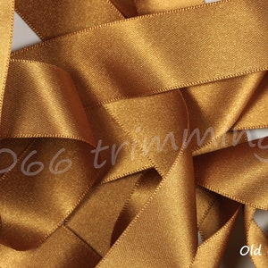 Fita dupla de cetim de ouro velho 20 Berisfords 3mm 7mm 10mm 15mm 25mm 35mm 50mm 70mm comprimentos curtos e carretéis completos grátis P&P