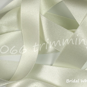 Ivory 419 ( Bridal White ) Berisfords Double Satin Ribbon  3mm 7mm 10mm 15mm 25mm 35mm 50mm 70mm Short Lengths and Full Reels Free P&P