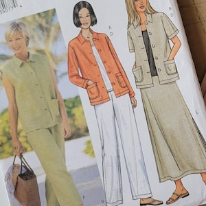 Casual Pants Sewing Patterns for Womens Tops Jacket Vest Long Skirt and Pants, Butterick Patterns 3532 Misses Size 14 16 18 Uncut