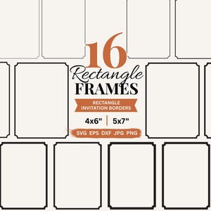Rectangle Frame SVG Bundle Simple Line Borders Vector Wedding Invitation Border Frame Clipart, Printable Line Frame PNG Elegant Frame SVG