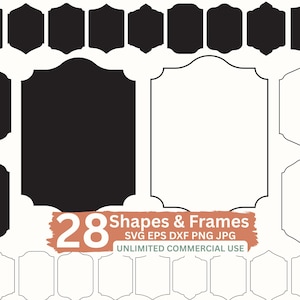 Ornate Shapes SVG Sign Shape Templates Invitation Frames Clipart, Wedding Invite Card Making & Labels, Digital Frames Plaque Laser Cut Files