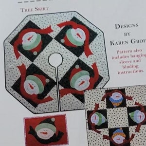 Snowman Quilted Table Topper Christmas Tree Skirt and Placemat Pattern, Christmas Snowman Quilted Decor, Happy Apple Quilts Frosted Friends