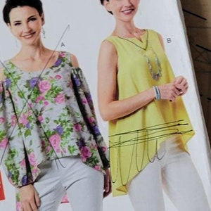 Blouse Sewing Patterns for Womens Tops Cold Shoulder Long Sleeve, See & Sew Patterns B6546, Size XS S M L XL XXL Uncut Print 2018