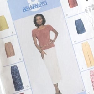 Skirt Sewing Patterns for Womens Slit Skirt Long and Knee Length, Vintage 90s McCalls Patterns 9234, Size 10 12 14 Uncut Printed 1998