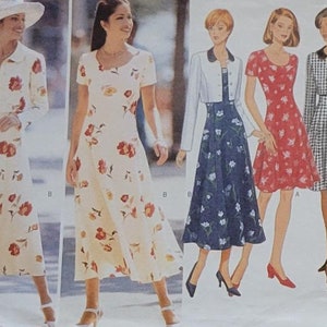 Dress and Jacket Sewing Patterns for Womens 90s Dress and Jacket Butterick Patterns 4336, Womens Size 6 8 10 12 Uncut Printed 1996