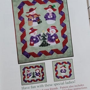 Snowman Quilted Wall Hanging Pattern, Christmas Snowman Quilted Decor, Happy Apple Quilts Snow Belles