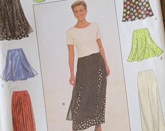 Rock Schnittmuster für Frauen Freizeit Hosen Shorts und Röcke, Vintage 90er Jahre Einfachheit Muster 8014 Damen Größe 12 14 16 Ungeschnittener Druck 1997