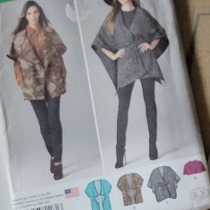 Fall Tops Sewing Patterns for Womens Jackets Capes & Capelet, Simplicity Patterns 1281 Misses Size XS S M L XL Uncut Printed 2014