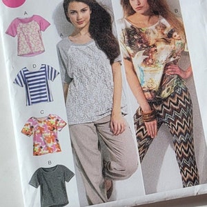 Blouses Sewing Patterns for Womens Tops Pullover Loose Fitting Short Sleeves, McCalls Patterns M6566 Misses Size XS S M Uncut Printed 2012