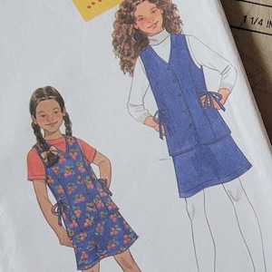 Kids Sewing Patterns for Girls Skirt & Tops Sleeveless Pull On Skirt, Simplicity Patterns 7796 Girls Size 7 8 10 12 14 16 Uncut Printed 1997