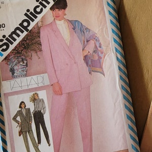 Vintage 80s Blouse Sewing Patterns for Womens Tops Pants and Lined Jacket, Tahari Simplicity Patterns 6107, Printed 1983 Size 10 Uncut