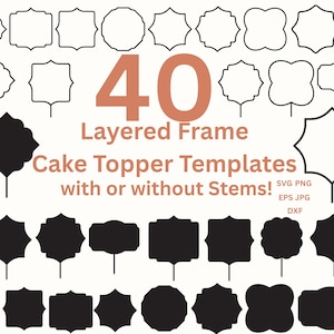 Cadre pour gâteau modèle lot de fichiers SVG pour gâteau d'anniversaire personnalisé fichiers découpés au laser, bricolage pour gâteau de mariage blanc formes Dxf Eps Png
