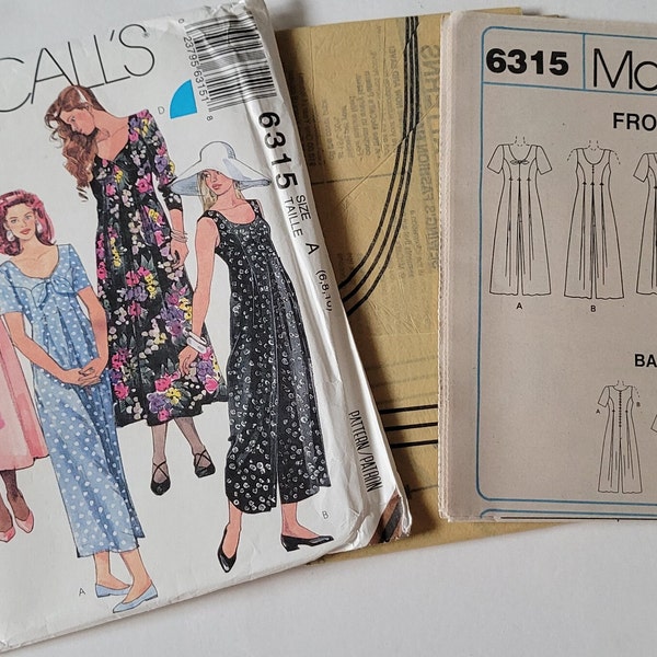 Sewing Patterns Womens Jumpsuit and Dress Vintage 90s Easy McCalls Patterns 6315, Misses Size 6 8 10 Uncut Printed 1992