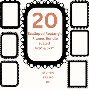 Scalloped Border PNG Scallop Frames Picture Frame SVG Laser Cut File Decorative Frame Clipart, Card Making & Paper Crafts Paper Frame PNG
