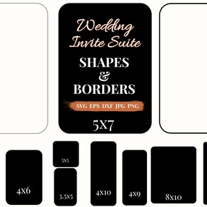 Rounded Rectangle SVG Wedding Invitation Suite Template Shapes, Frames Clipart Borders PNG, DIY Invite Greeting Card Making Cricut Cut Files