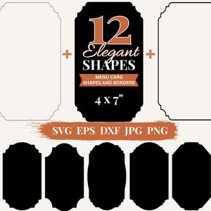 Ornate Shapes SVG Menu Card SVG Wedding Invitation Cut File Laser Cut File Border Clipart, Elegant Invitation Template Cricut Wedding Invite