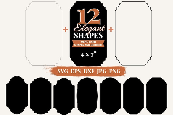Ornate Shapes SVG Menu Card SVG Wedding Invitation Cut File Laser Cut File Border Clipart, Elegant Invitation Template Cricut Wedding Invite