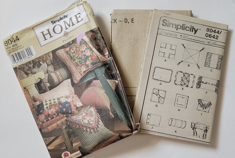 Sewing Patterns Pillows Simplicity Patterns 8044 Pillows in Etsy