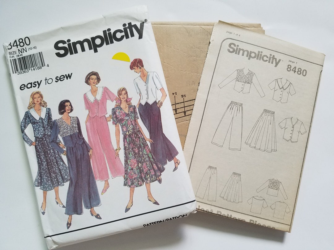 Womens Tops Sewing Pattern Pants Skirts and Blouse, Vintage 90s ...