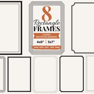Rectangle Borders SVG PNG Wedding Invitation Frames Clipart, Invite Card Making & Labels SVG, Digital Borders Png, Cut Files Svg Jpg Dxf Eps
