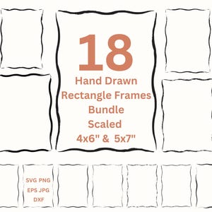 Bordures dessinées à la main PNG rectangle ondulé cadre SVG Invitation Clipart, faire-part de mariage & fabrication de cartes, cadre numérique Png effet vieilli Dxf Eps