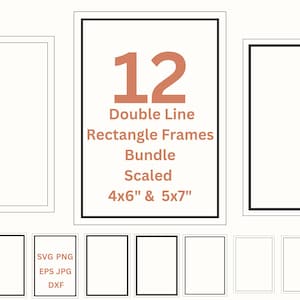 Double Rectangle Frame SVG Line Borders PNG Clipart, Invitations Wedding Invite & Greeting Card Making, Canva Printable Borders Vector EPS