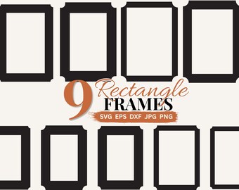 Modèle SVG de cadre photo imprimable pour Cricut, papier cartonné ou scrapbooking numérique (ensemble PNG), motifs SVG à bordure large, fichiers de découpe laser (DXF)