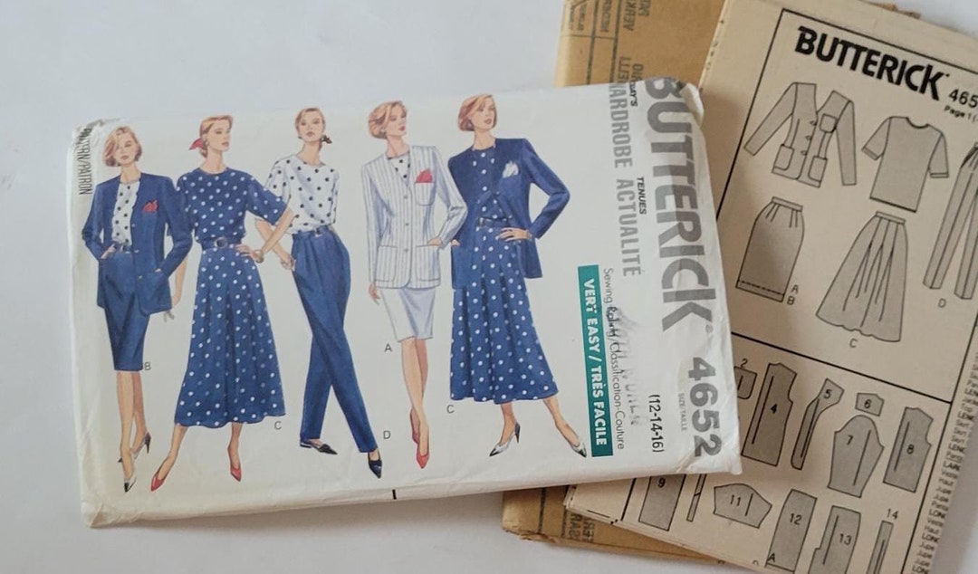 Midi Skirt Sewing Patterns for Womens Tops Pants Jacket, Vintage 90s ...