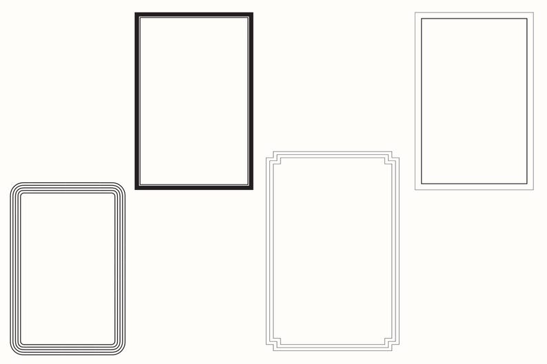 Rectangle Borders SVG PNG Wedding Invitation Frames Clipart, Invite Card Making & Labels SVG, Digital Borders Png, Cut Files Svg Jpg Dxf Eps