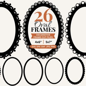 Scalloped Oval Frame SVG Decorative Borders PNG Invitation, Wedding Invite Card Making & Label, Frame Template Digital Frames Png Dxf Eps