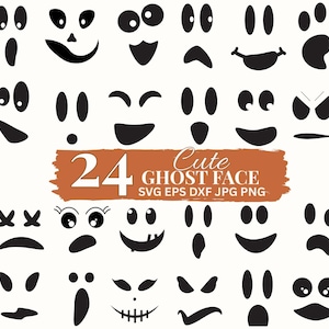 Ghost Face SVG Bundle PNG, Cute Halloween Clipart Pumpkin Carving, Jack O Lantern Faces Svg Png Jpg Dxf Eps, Scary Pumpkin Halloween Faces