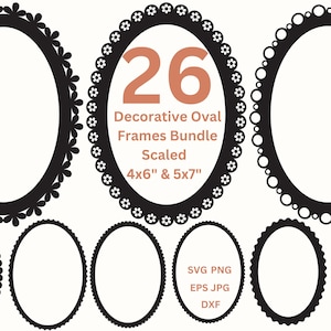Geschulpte ovale lijst SVG decoratieve randen PNG-uitnodiging, bruiloft uitnodiging kaart maken & label, lijstsjabloon digitale fotolijsten png dxf eps