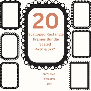 Bordures festonnées PNG Rectangle cadre photo SVG formes d'invitation, invitation de mariage fabrication de cartes et travaux manuels en papier, cadres numériques Png Dxf Eps