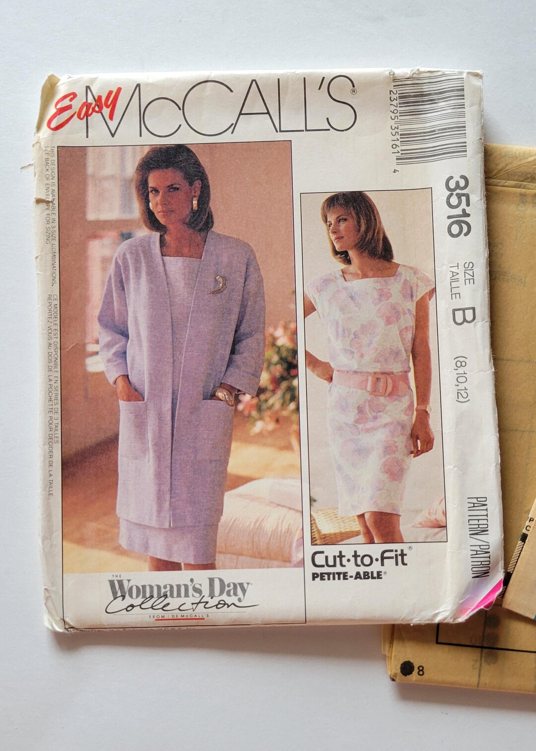 Vintage 80s Dress Sewing Patterns for Womens Unlined Jacket & Square ...