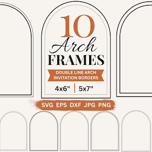 Arch Frame SVG Canva Frame Clipart Simple Line Borders Vector Wedding Invitation Border Svg Bundle, Invite Card Making Printable Frames Png