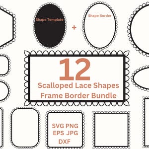 Spitze Ränder SVG ausgebogten Rahmen Formen PNG Hochzeitseinladung Einladen Kartenherstellung & Etiketten, Jakobsmuschel Rahmen SVG Digitale Rahmen Png Dxf Eps