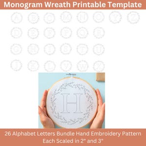 Christmas Wreath Monogram Embroidery Designs Ornaments Personalized Hand Embroidery Patterns PDF, Stick and Stitch Printable Template
