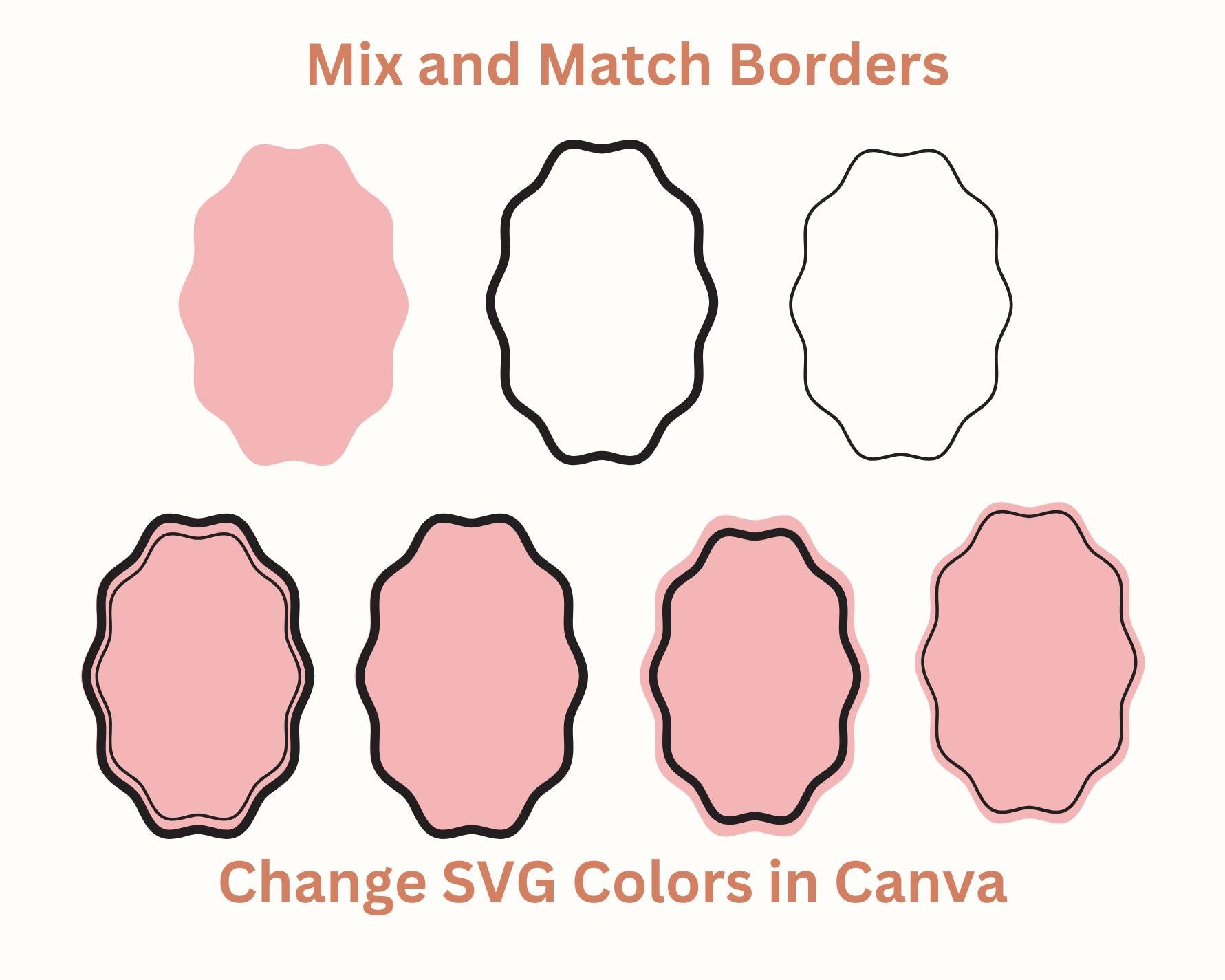 Invite Shape Oval Wavy Borders SVG Squiggle Frames PNG Wedding Invitation Shapes ...