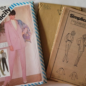 Blouse Sewing Patterns for Womens Tops, Pants, and Lined Jacket, Vintage 1980s Tahari Simplicity Patterns 6107 Printed 1983, Size 10, Uncut