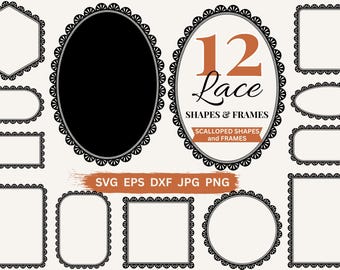 Bordures en dentelle PNG, cadres festonnés, clipart, bordures d'invitations de mariage SVG, création de cartes de vœux, cadre numérique PNG, cadres imprimables PNG