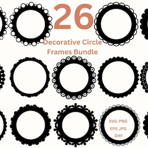 Geschulpte cirkel SVG Lace Frames PNG-randen clipart uitnodiging vormen, bruiloft uitnodiging kaart maken, lasergesneden bestand bundel digitale fotolijsten png
