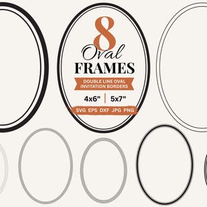 Ovaal frame SVG-bundel, elegant frame SVG, trouwuitnodiging randen PNG, lijnframes PNG clipart, vectorframe voor kaarten maken, digitale frames PNG