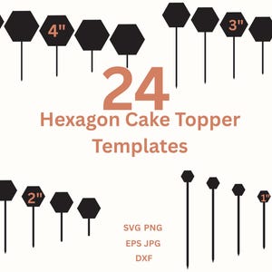 Hexagone pour gâteau modèle lot de fichiers SVG pour gâteau d'anniversaire personnalisé fichiers découpés au laser, bricolage pour gâteau de mariage blanc formes Dxf Eps Png